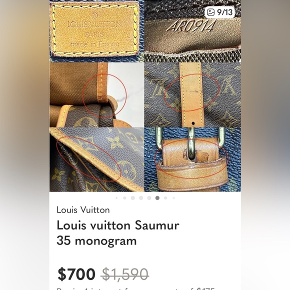 LOUIS VUITTON SAUMUR 35 double-sided shoulder bag M42254 8904VI - Picture 14 of 14